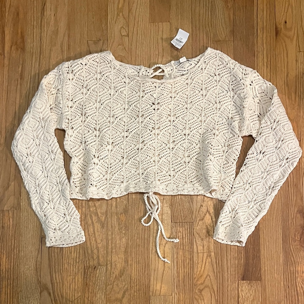 NWT American Eagle Outfitters Cream Crochet Crop Top